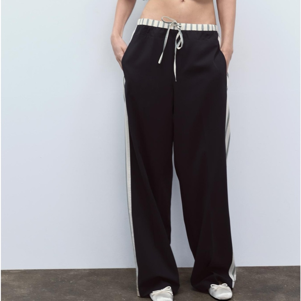 Zara striped side band pant Dark Navy size L